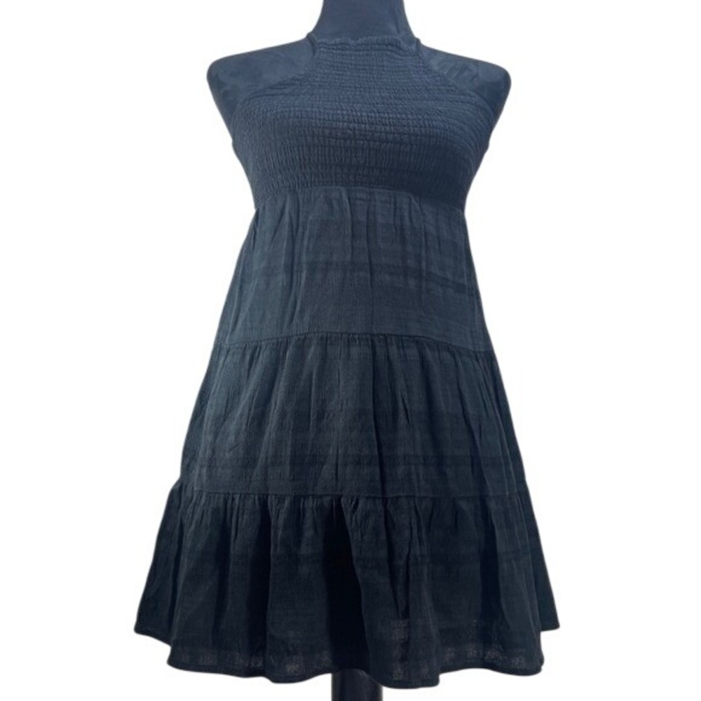 American Eagle Black‎ Smocked Tiered Mini Dress Small whimsigoth witchy goth